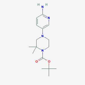 molecular formula C16H26N4O2 B8387711 4-(6-Amino-pyridin-3-yl)-2,2-dimethyl-piperazine-1-carboxylic acid tert-butyl ester 