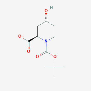 molecular formula C18H28N2O5 B008388 (2R,4R)-1-(Tert-butoxycarbonyl)-4-hydroxypiperidine-2-carboxylate CAS No. 441044-16-2
