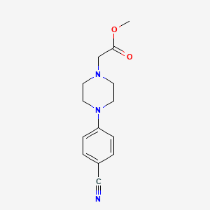 molecular formula C14H17N3O2 B8388204 Methyl 4-(4-cyanophenyl)-1-piperazineacetate CAS No. 162997-44-6