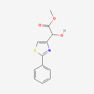 molecular formula C12H11NO3S B8388586 Methyl 2-hydroxy-2-(2-phenyl-1,3-thiazol-4-yl)acetate 