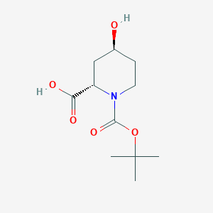 molecular formula C11H19NO5 B008389 (2R,4R)-1-tert-Butoxycarbonyl-4-hydroxypiperidine-2-carboxylic acid CAS No. 441044-11-7
