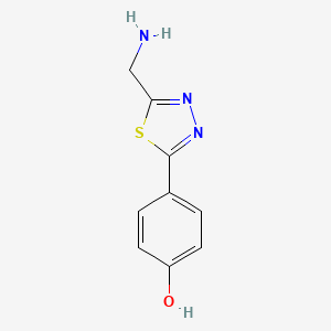 molecular formula C9H9N3OS B8389040 4-(5-(Aminomethyl)-1,3,4-thiadiazol-2-yl)phenol 