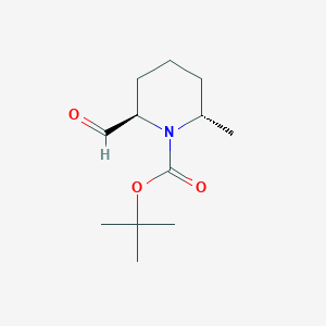 molecular formula C12H21NO3 B8389090 tert-butyl (2R,6S)-2-formyl-6-methylpiperidine-1-carboxylate 