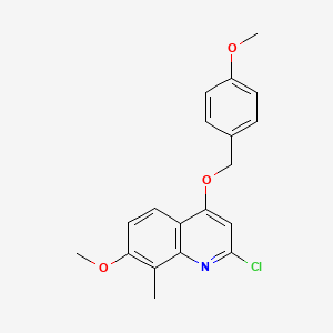 molecular formula C19H18ClNO3 B8389216 2-Chloro-8-methyl-7-methoxy-4-(4-methoxy-benzyloxy)-quinoline 