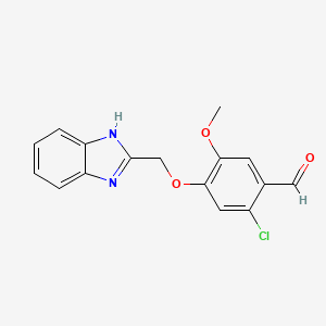 molecular formula C16H13ClN2O3 B8389289 4-(1H-benzoimidazol-2-ylmethoxy)-2-chloro-5-methoxy-benzaldehyde 