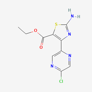 molecular formula C10H9ClN4O2S B8389477 Ethyl 2-amino-4-(5-chloropyrazin-2-yl)-1,3-thiazole-5-carboxylate 