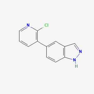 molecular formula C12H8ClN3 B8389595 5-(2-chloropyridin-3-yl)-1H-indazole 