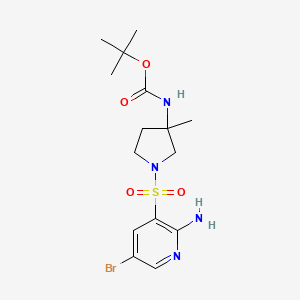 molecular formula C15H23BrN4O4S B8389710 tert-Butyl 1-(2-amino-5-bromopyridin-3-ylsulfonyl)-3-methylpyrrolidin-3-ylcarbamate 