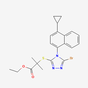 molecular formula C21H22BrN3O2S B8389838 ethyl 2-(5-bromo-4-(4-cyclopropylnaphthalen-1-yl)-4H-1,2,4-triazol-3-ylthio)-2-methylpropanoate 