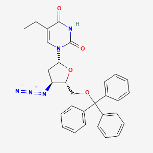 molecular formula C30H29N5O4 B8390076 3'-azido-5-ethyl-5'-O-trityl-2',3'-dideoxyuridine 