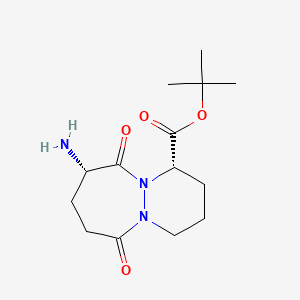 molecular formula C14H23N3O4 B8390269 tert-Butyl (1S,9S)-9-amino-6,10-dioxooctahydro-6H-pyridazino[1,2-a][1,2]diazepine-1-carboxylate 