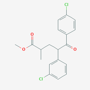 molecular formula C19H18Cl2O3 B8390317 Benzenepentanoic acid, 4-chloro-gamma-(3-chlorophenyl)-alpha-methyl-delta-oxo-, methyl ester 