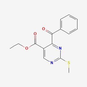 molecular formula C15H14N2O3S B8390700 Ethyl 4-benzoyl-2-(methylthio)pyrimidine-5-carboxylate 