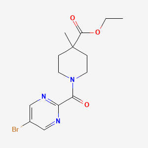 molecular formula C14H18BrN3O3 B8390750 Ethyl 1-(5-bromopyrimidine-2-carbonyl)-4-methylpiperidine-4-carboxylate 
