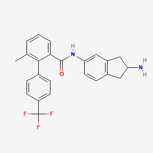 molecular formula C24H21F3N2O B8390769 6-Methyl-4'-trifluoromethylbiphenyl-2-carboxylic acid (2-amino-indan-5-yl)-amide 