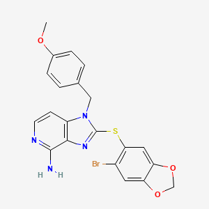 molecular formula C21H17BrN4O3S B8390803 2-(6-Bromobenzo[1,3]dioxol-5-ylsulfanyl)-1-(4-methoxybenzyl)-1H-imidazo[4,5-c]pyridin-4-ylamine 