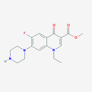molecular formula C17H20FN3O3 B8390832 1-Ethyl-4-oxo-6-fluoro-7-piperazino-1,4-dihydroquinoline-3-carboxylic acid methyl ester CAS No. 75001-83-1