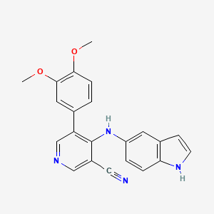 molecular formula C22H18N4O2 B8390989 5-(3,4-dimethoxyphenyl)-4-(1H-indol-5-ylamino)nicotinonitrile 
