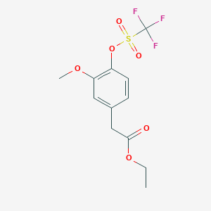 molecular formula C12H13F3O6S B8390996 Ethyl (3-methoxy-4-{[(trifluoromethyl)sulfonyl]oxy}phenyl)acetate 