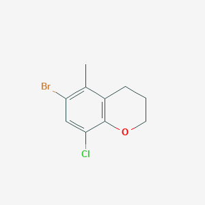 molecular formula C10H10BrClO B8391055 6-bromo-8-chloro-5-methyl-3,4-dihydro-2H-1-benzopyran 