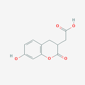 molecular formula C11H10O5 B8391884 (7-hydroxy-2-oxo-3,4-dihydro-2H-chromen-3-yl)acetic acid 