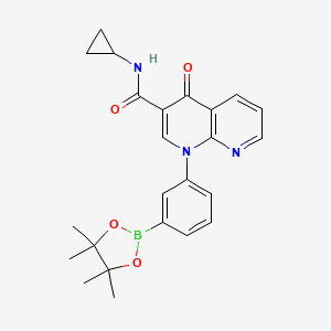 molecular formula C24H26BN3O4 B8391946 N-cyclopropyl-4-oxo-1-[3-(4,4,5,5-tetramethyl-1,3,2-dioxaborolan-2-yl)phenyl]-1,8-naphthyridine-3-carboxamide 