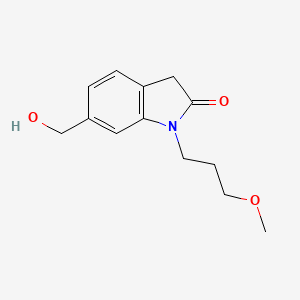 molecular formula C13H17NO3 B8391976 6-(hydroxymethyl)-1-(3-methoxypropyl)-1,3-dihydro-2H-indol-2-one 