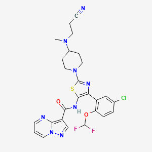 N-(4-(5-Chloro-2-(difluoromethoxy)phenyl)-2-(4-((2-cyanoethyl)(methyl)amino)piperidin-1-yl)thiazol-5-yl)pyrazolo[1,5-a]pyrimidine-3-carboxamide