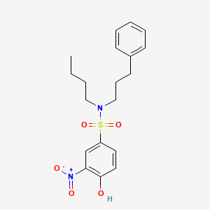 molecular formula C19H24N2O5S B8392391 N-butyl-N-(3'-phenylpropyl)-4-hydroxy-3-nitrobenzenesulfonamide 