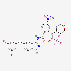 molecular formula C28H22F5N5O5 B8392664 N-[5-(3,5-difluorobenzyl)-1H-indazol-3-yl]-4-nitro-2-[tetrahydro-2H-pyran-4-yl(trifluoroacetyl)amino]benzamide 