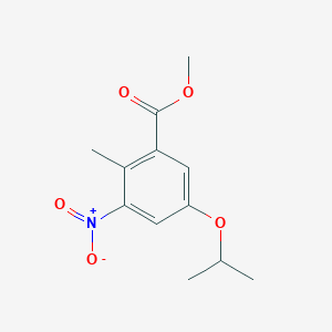 molecular formula C12H15NO5 B8392866 Methyl 5-isopropoxy-2-methyl-3-nitrobenzoate 