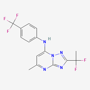 molecular formula C15H12F5N5 B8393078 2-(1,1-Difluoroethyl)-5-Methyl-N-[4-(Trifluoromethyl)phenyl][1,2,4]triazolo[1,5-A]pyrimidin-7-Amine 