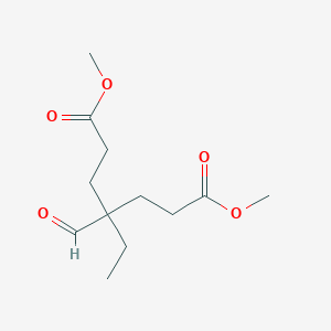 molecular formula C12H20O5 B8393200 Methyl 4-formyl-4-(beta-methoxycarbonylethyl)-hexanoate 