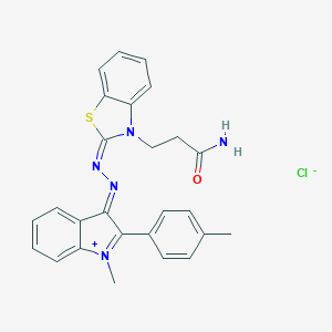 molecular formula C26H24ClN5OS B083934 3-(3-amino-3-oxopropyl)-2-[[1-methyl-2-(p-tolyl)-1H-indol-3-yl]azo]benzothiazolium chloride CAS No. 12221-63-5