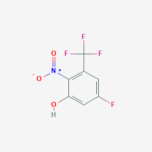 molecular formula C7H3F4NO3 B8393805 Phenol, 5-fluoro-2-nitro-3-(trifluoromethyl)- 