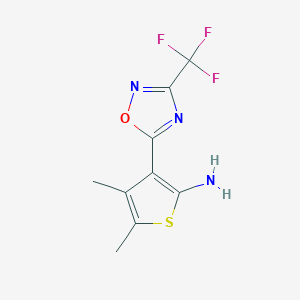 molecular formula C9H8F3N3OS B8394005 4,5-Dimethyl-3-(3-trifluoromethyl-[1,2,4]oxadiazol-5-yl)-thiophen-2-ylamine 