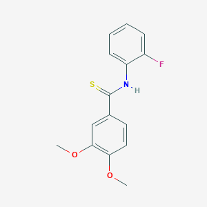 molecular formula C15H14FNO2S B8394907 N-(2-fluorophenyl)-3,4-dimethoxythiobenzamide 