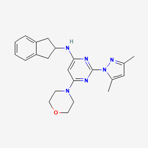 molecular formula C22H26N6O B8395209 [2-(3,5-Dimethyl-pyrazol-1-yl)-6-morpholin-4-yl-pyrimidin-4-yl]-indan-2-yl-amine 