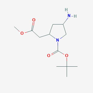 molecular formula C12H22N2O4 B8395480 Tert-butyl (2S,4R)-4-amino-2-(2-methoxy-2-oxoethyl)pyrrolidine-1-carboxylate 