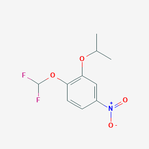 molecular formula C10H11F2NO4 B8395939 Benzene, 1-(difluoromethoxy)-2-(1-methylethoxy)-4-nitro- 