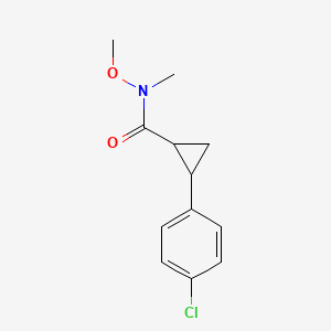 molecular formula C12H14ClNO2 B8395994 2-(4-Chloro-phenyl)-cyclopropanecarboxylic acid methoxy-methyl-amide 