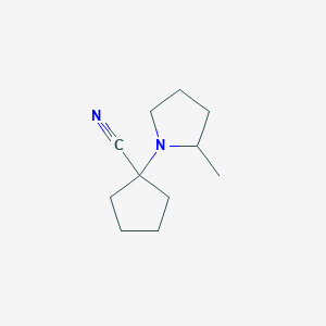 molecular formula C11H18N2 B8396020 (+/-)-1-(2-Methyl-1-pyrrolidinyl)cyclopentanecarbonitrile 