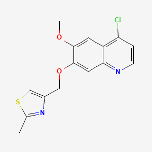 molecular formula C15H13ClN2O2S B8397464 4-Chloro-6-methoxy-7-(2-methylthiazol-4-ylmethoxy)quinoline 