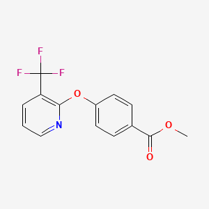 molecular formula C14H10F3NO3 B8397678 Methyl 4-(3-trifluoromethylpyridin-2-yloxy)benzenecarboxylate 