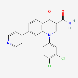 molecular formula C21H13Cl2N3O2 B8397907 1-(3,4-Dichlorophenyl)-4-oxo-7-(4-pyridyl)quinoline-3-carboxamide 