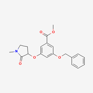 molecular formula C20H21NO5 B8398095 methyl 3-[1-methyl-2-oxo-pyrrolidin-3-yl]oxy-5-phenylmethoxy-benzoate 