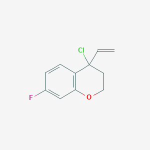 molecular formula C11H10ClFO B8398544 4-Chloro-7-fluoro-4-vinylchroman 