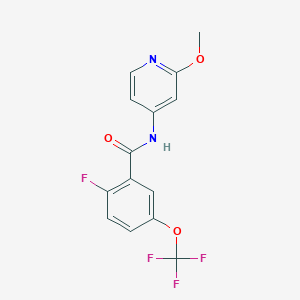 molecular formula C14H10F4N2O3 B8398958 Benzamide, 2-fluoro-N-(2-methoxy-4-pyridinyl)-5-(trifluoromethoxy)- 