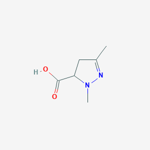 molecular formula C6H10N2O2 B8398980 1,3-dimethyl-4,5-dihydro-1H-pyrazole-5-carboxylic acid 