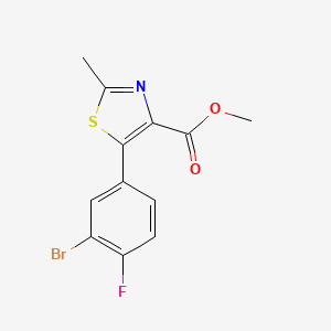 molecular formula C12H9BrFNO2S B8399001 5-(3-Bromo-4-fluoro-phenyl)-2-methyl-thiazole-4-carboxylic acid methyl ester 